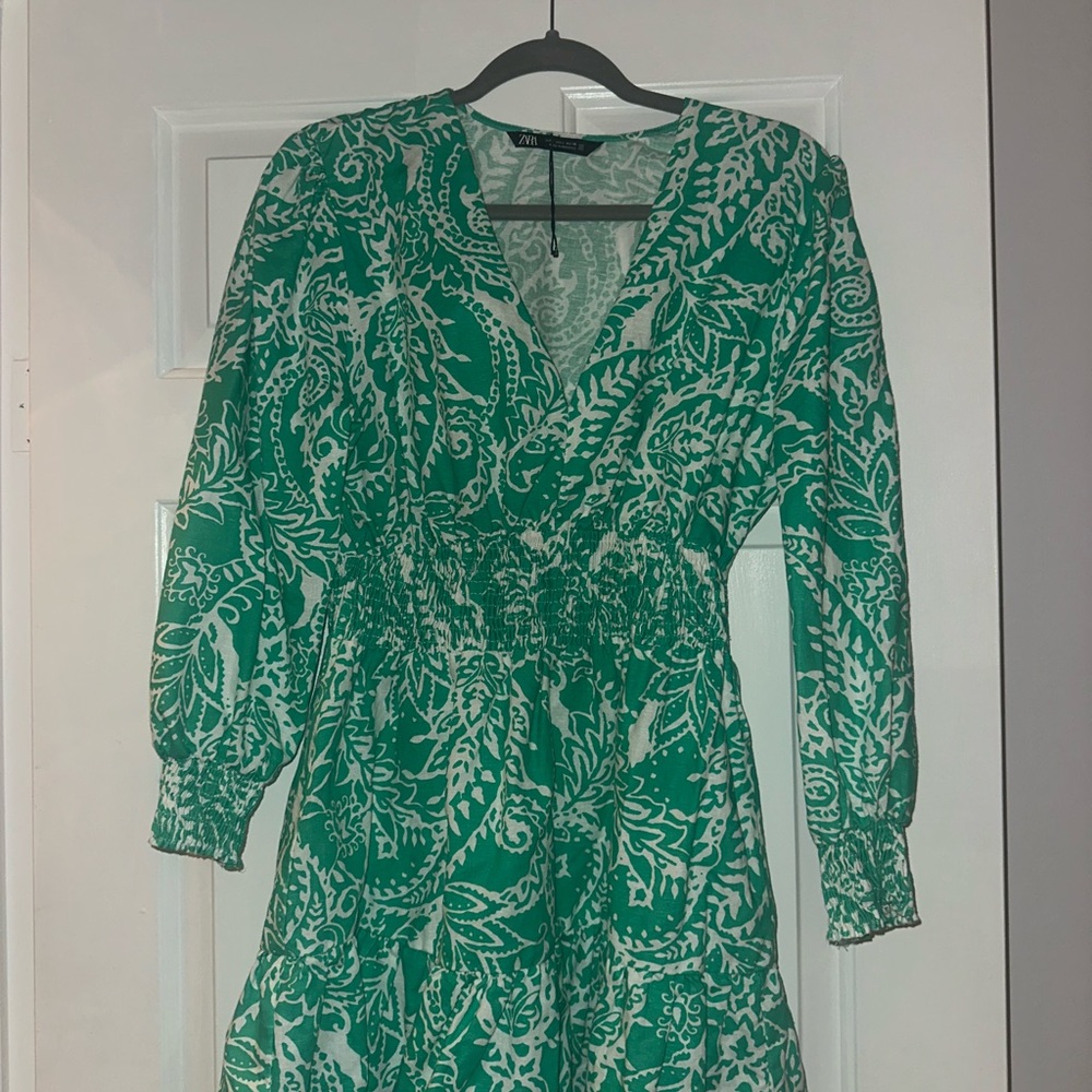 Zara Green Patterned Women's Dress